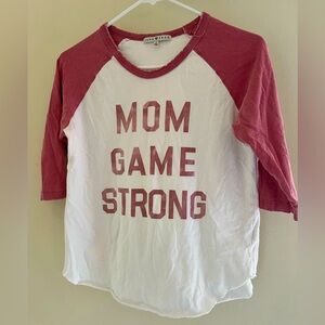Junk Food Raglan (baseball) “MOM GAME STRONG” Shirt